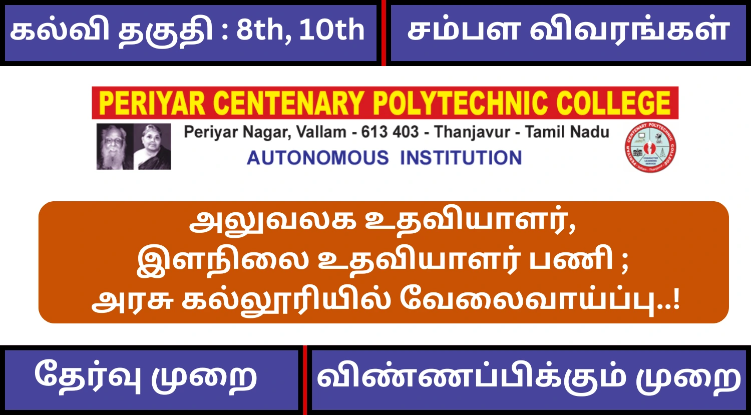 Periyar Centenary Polytechnic College Recruitment 2025